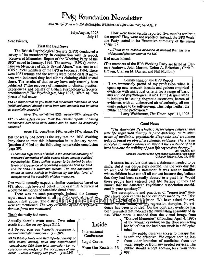 Cover of FMS Foundation issue Vol 4 No. 7: FMS Foundation Newsletter