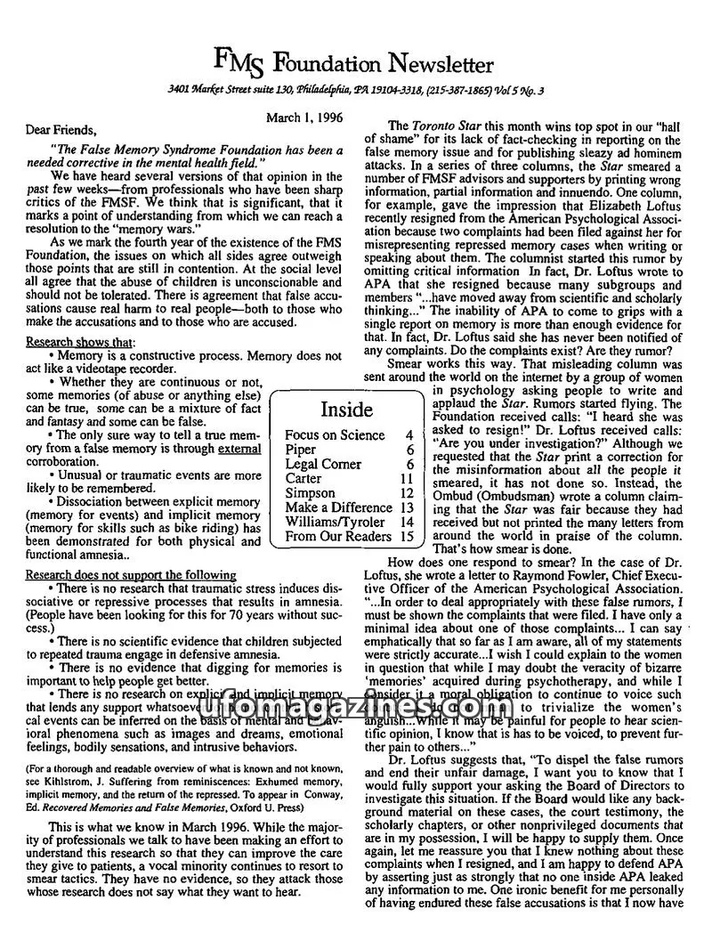Cover of FMS Foundation issue Vol 5 No. 3: FMS Foundation Newsletter
