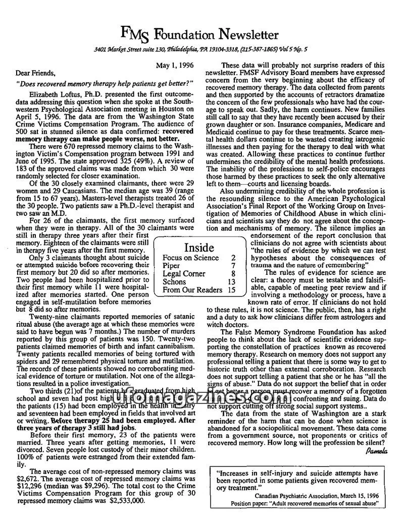 Cover of FMS Foundation issue Vol. 5 No. 5: FMS Foundation Newsletter