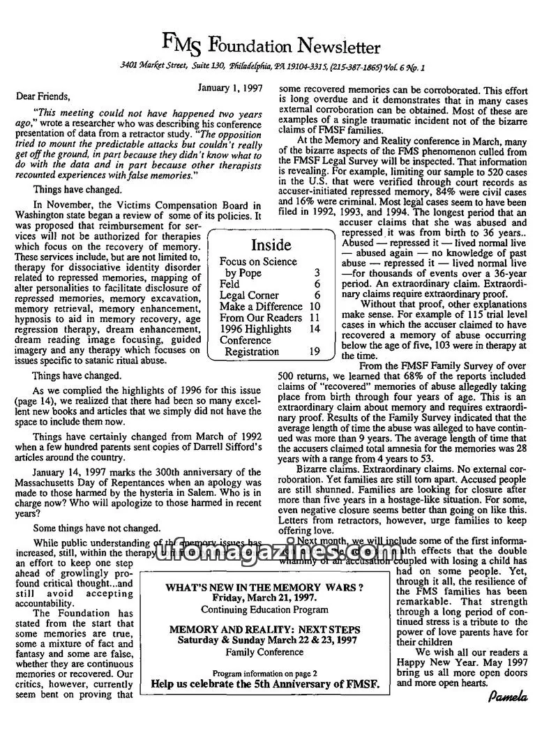 Cover of FMS Foundation issue Vol. 6 No. 1: FMS Foundation Newsletter
