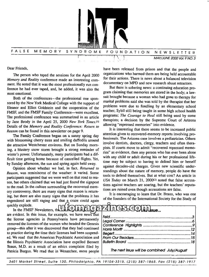 Cover of FMS Foundation issue Vol. 9 NO. 3: FMS Foundation Newsletter