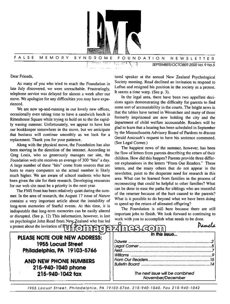 Cover of FMS Foundation issue Vol. 9 No. 5: FMS Foundation Newsletter