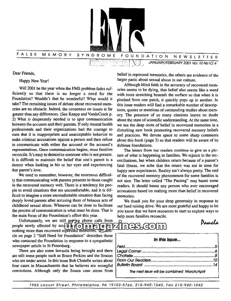 Cover of FMS Foundation issue Vol. 10 No. 1: FMS Foundation Newsletter