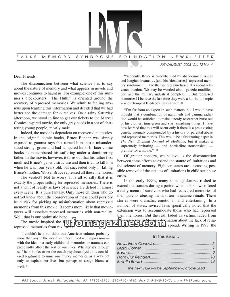 Cover of FMS Foundation issue Vol. 12 No. 4: FMS Foundation Newsletter
