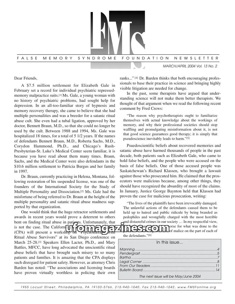 Cover of FMS Foundation issue Vol. 13 No. 2: FMS Foundation Newsletter