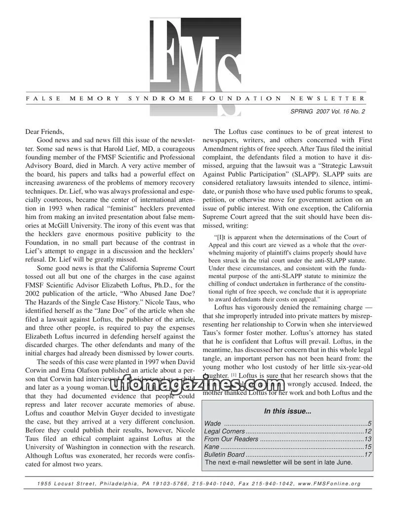 Cover of FMS Foundation issue Vol. 16 No. 2: FMS Foundation Newsletter
