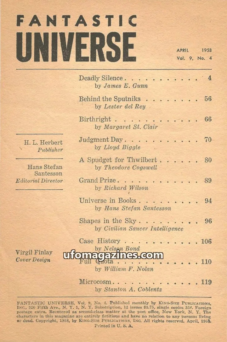 Cover of KING-SIZE PUBLICATIONS, INC. issue 4: FANTASTIC UNIVERSE