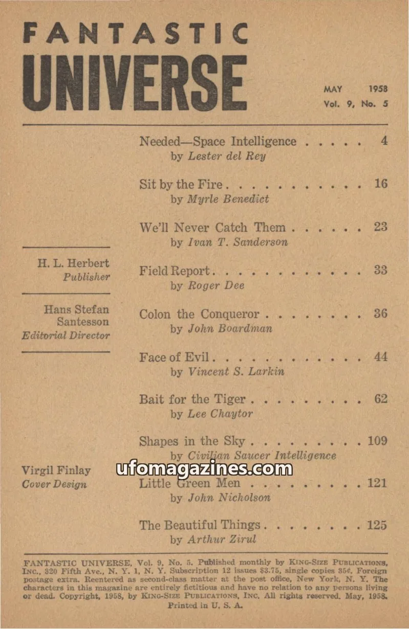 Cover of KING-SIZE PUBLICATIONS, INC. issue Vol. 9, No. 5: FANTASTIC UNIVERSE