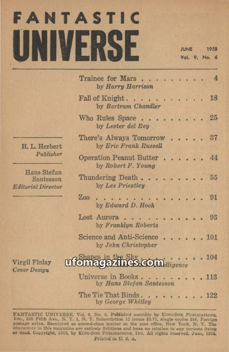 Cover of KING-SIZE PUBLICATIONS, INC. issue No. 6: FANTASTIC UNIVERSE