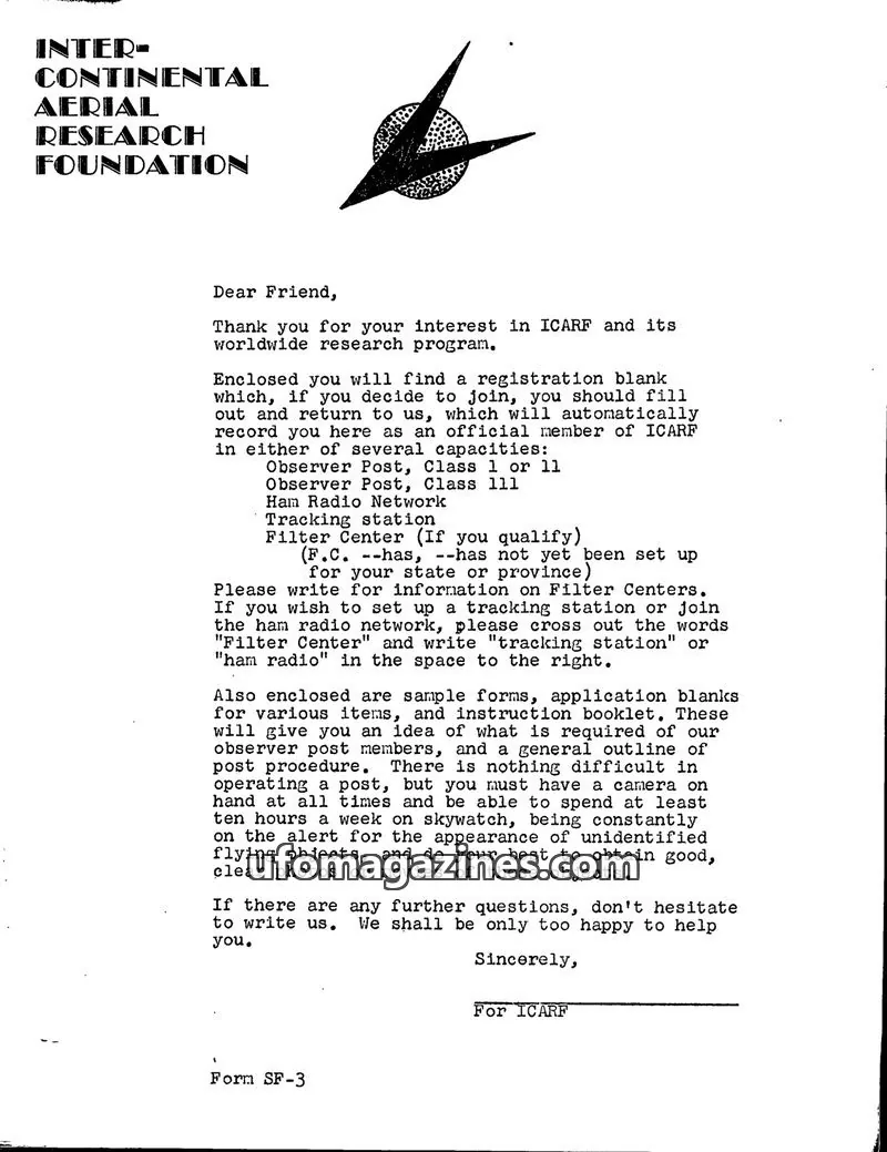 Cover of INTER CONTINENTAL AERIAL RESEARCH FOUNDATION issue Form SF-3: INTER-CONTINENTAL AERIAL RESEARCH FOUNDATION