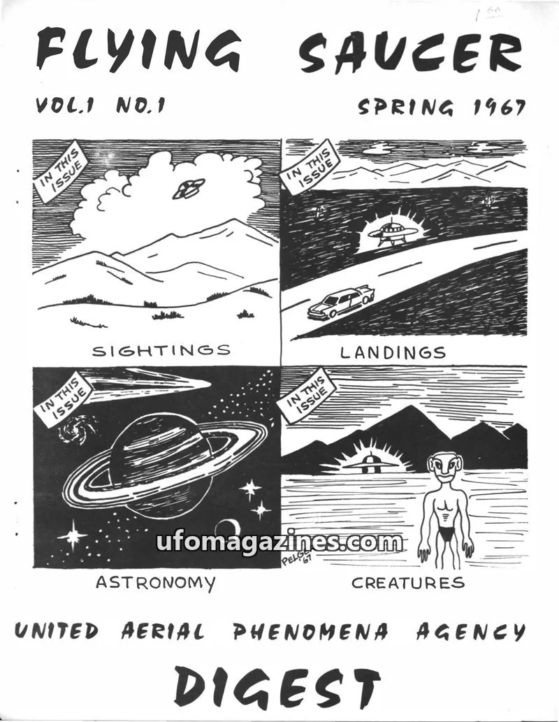 Cover of UNITED AERIAL PHENOMENA AGENCY issue VOL.1 NO.1: FLYING SAUCER DIGEST