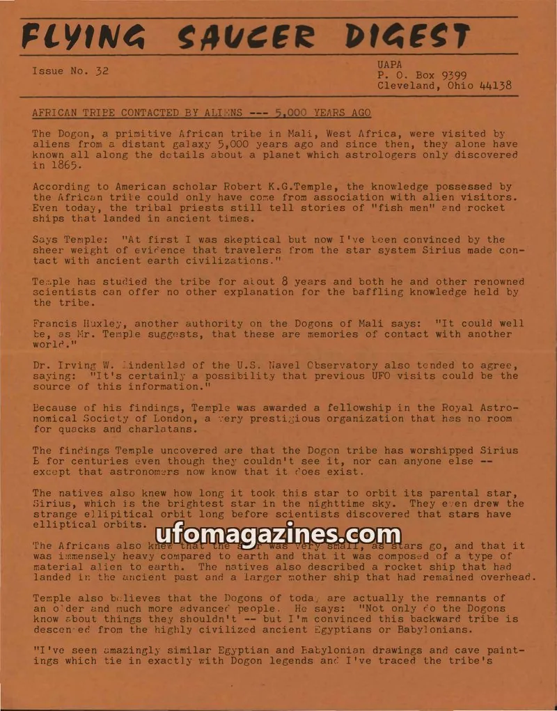 Cover of UAPA Publications issue No. 32: FLYING SAUCER DIGEST
