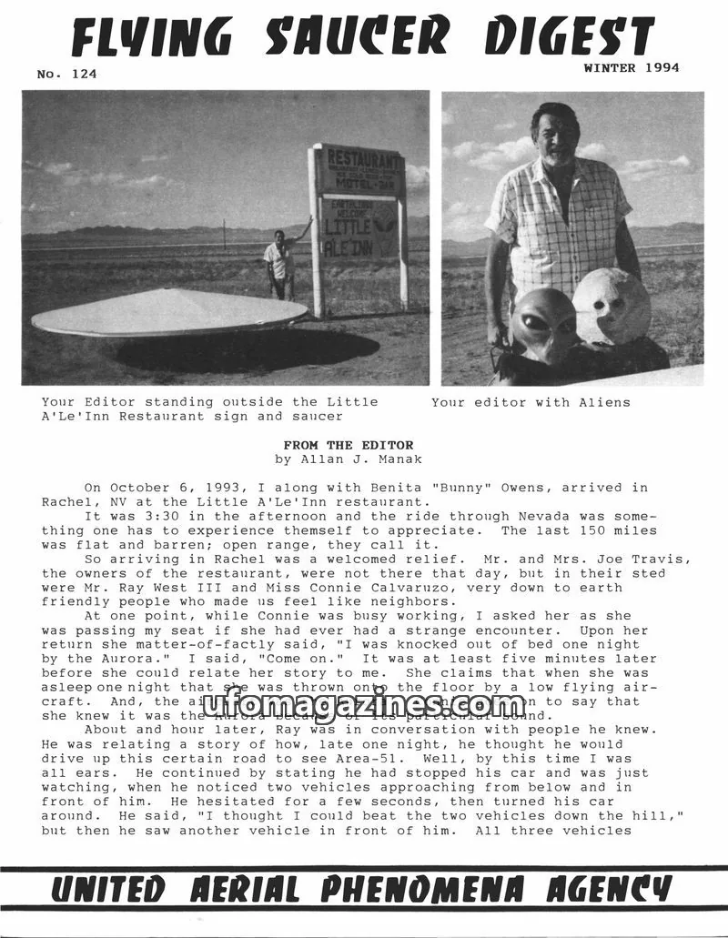 Cover of UNITED AERIAL PHENOMENA AGENCY issue 124: FLYING SAUCER DIGEST