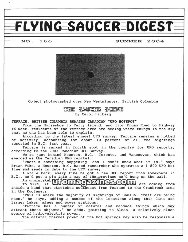 Cover of R. Hilberg Publications issue 166: FLYING SAUCER DIGEST