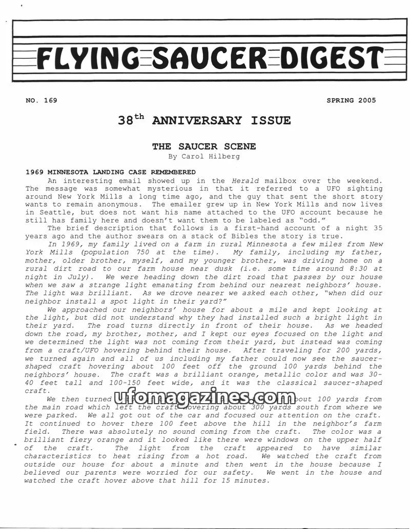 Cover of R. Hilberg Publications issue NO. 169: FLYING SAUCER DIGEST