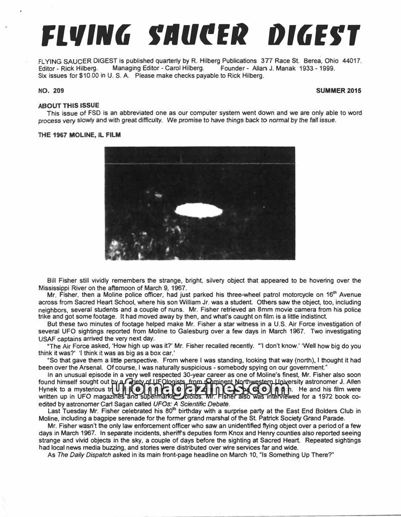 Cover of R. Hilberg Publications issue 209: FLYING SAUCER DIGEST