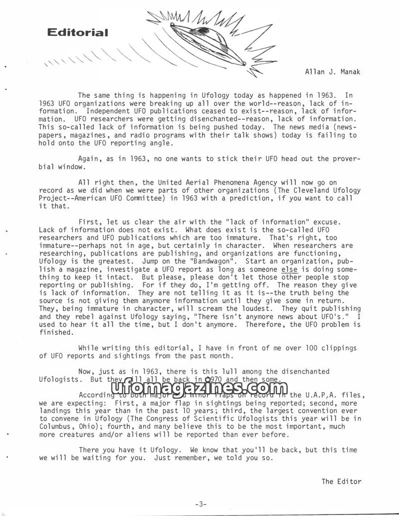 Cover of Flying Saucer Digest (UAPA, Hilberg) issue 3: Flying Saucer Review