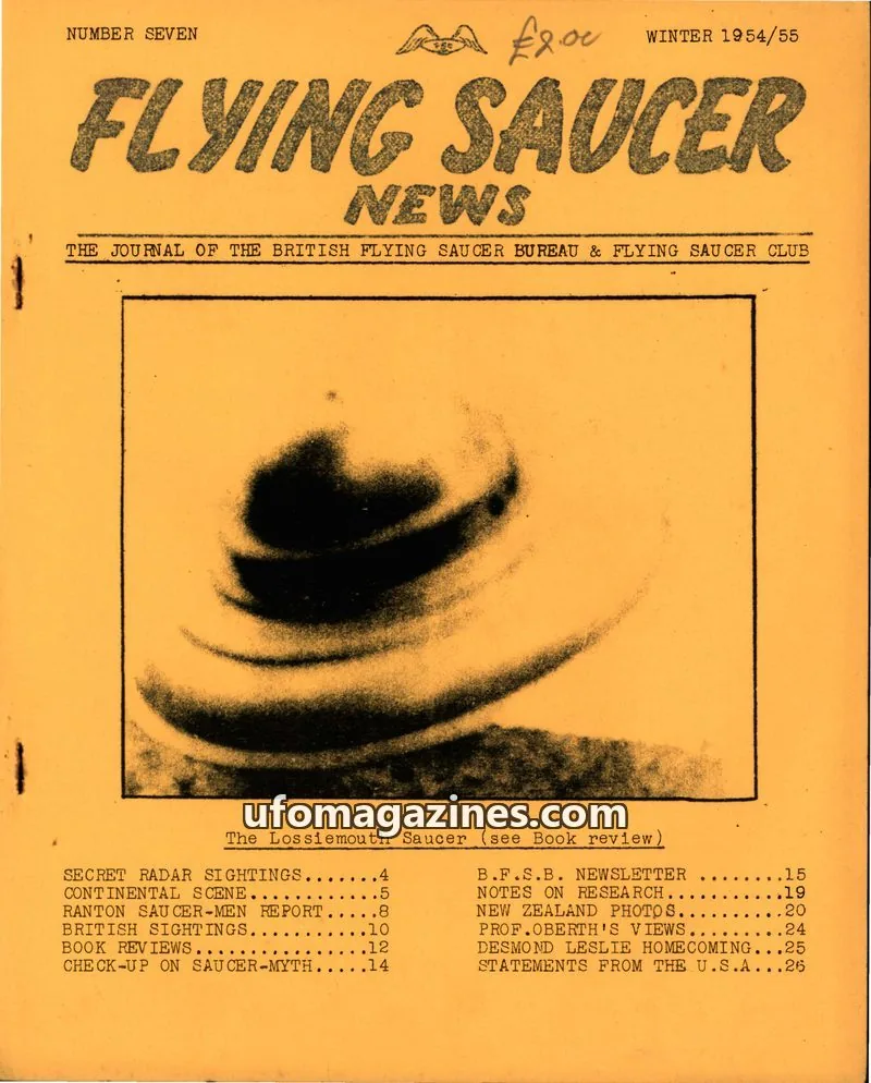 Cover of BRITISH FLYING SAUCER BUREAU & FLYING SAUCER CLUB issue NUMBER SEVEN: FLYING SAUCER NEWS