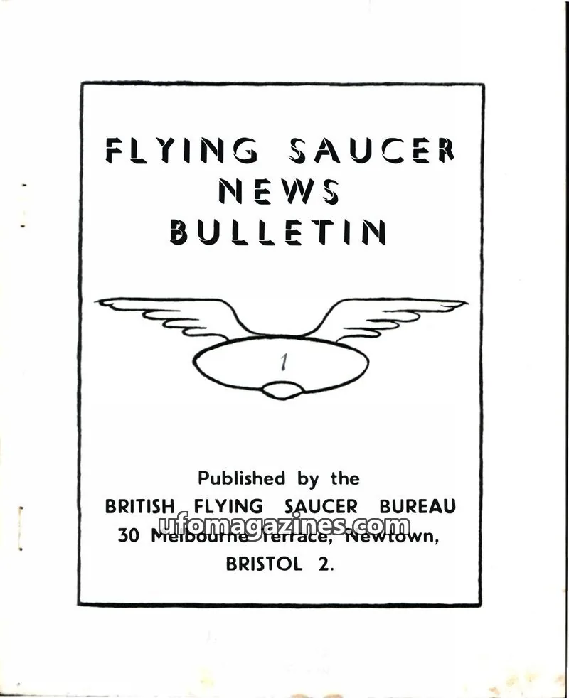 Cover of BRITISH FLYING SAUCER BUREAU issue 1: FLYING SAUCER NEWS BULLETIN