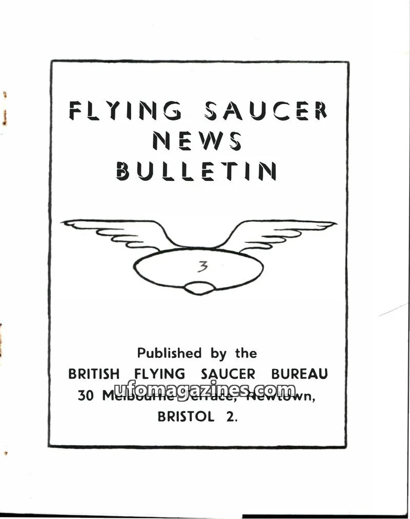 Cover of BRITISH FLYING SAUCER BUREAU issue 3: FLYING SAUCER NEWS BULLETIN