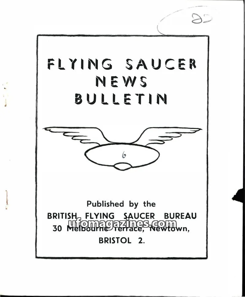 Cover of BRITISH FLYING SAUCER BUREAU issue NO. 6: FLYING SAUCER NEWS BULLETIN