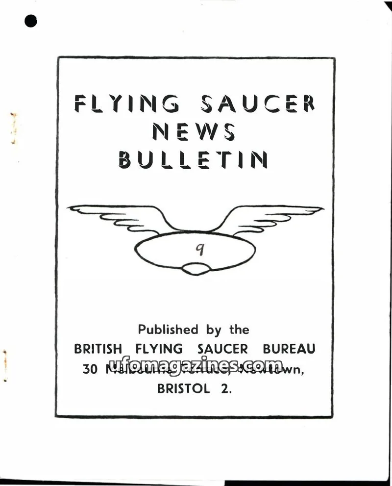 Cover of BRITISH FLYING SAUCER BUREAU issue 9: FLYING SAUCER NEWS BULLETIN