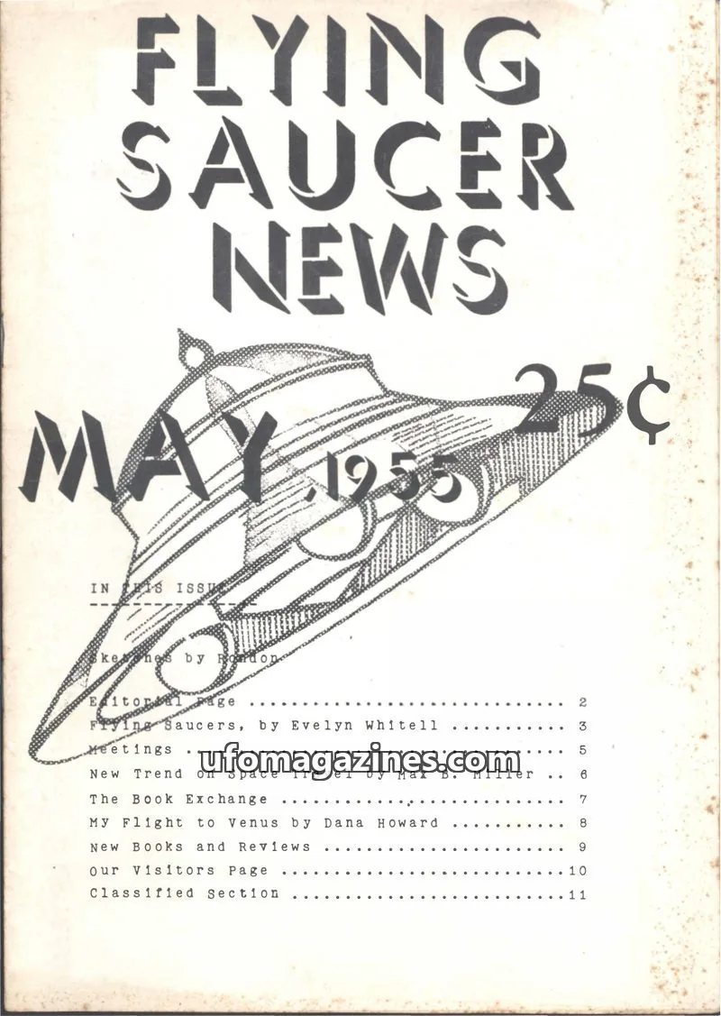 Cover of Flying Saucer News (Rigberg) issue MAY 1955: FLYING SAUCER NEWS