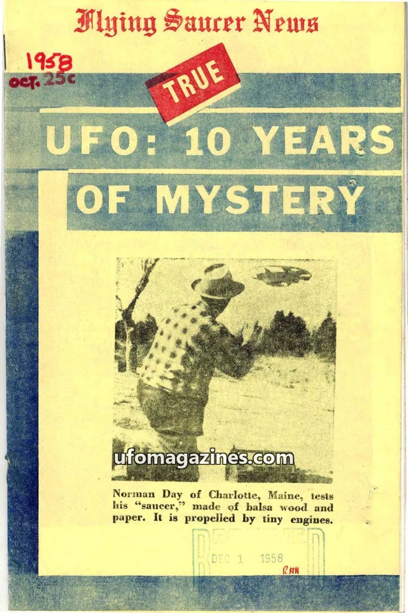 Cover of Flying Saucer News (Rigberg) issue Vol. 23 No. 4: Flying Saucer News