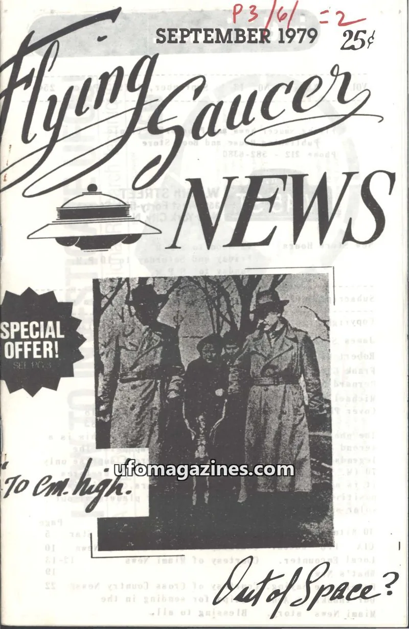 Cover of Flying Saucer News and Prosperity Clinic Publishing House and Book Store issue September 1979: Flying Saucer NEWS