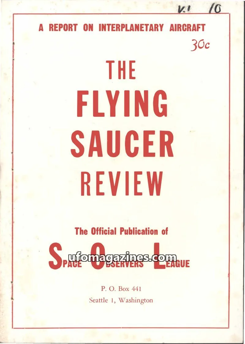 Cover of Flying Saucer Review (Gribble) issue No. 10: THE FLYING SAUCER REVIEW