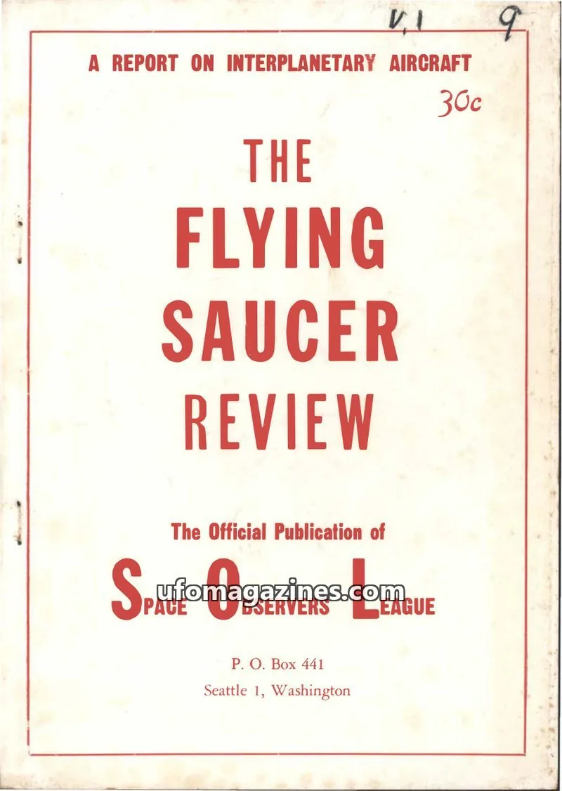 Cover of Flying Saucer Review (Gribble) issue No. 9: THE FLYING SAUCER REVIEW