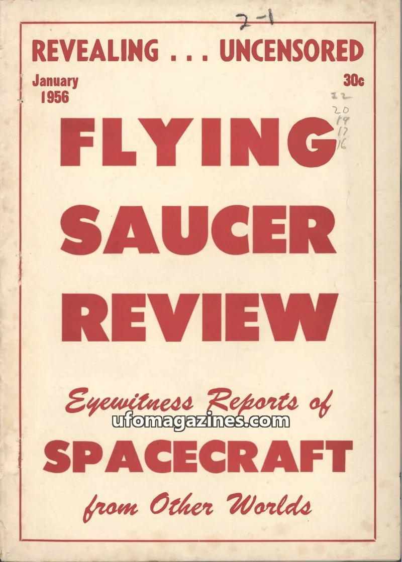 Cover of Flying Saucer Review (Gribble) issue No. 1: FLYING SAUCER REVIEW