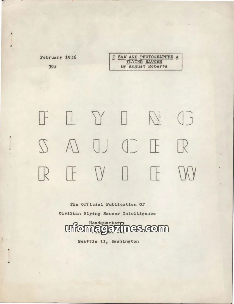 Cover of Flying Saucer Review (Gribble) issue February 1956: FLYING SAUCER REVIEW