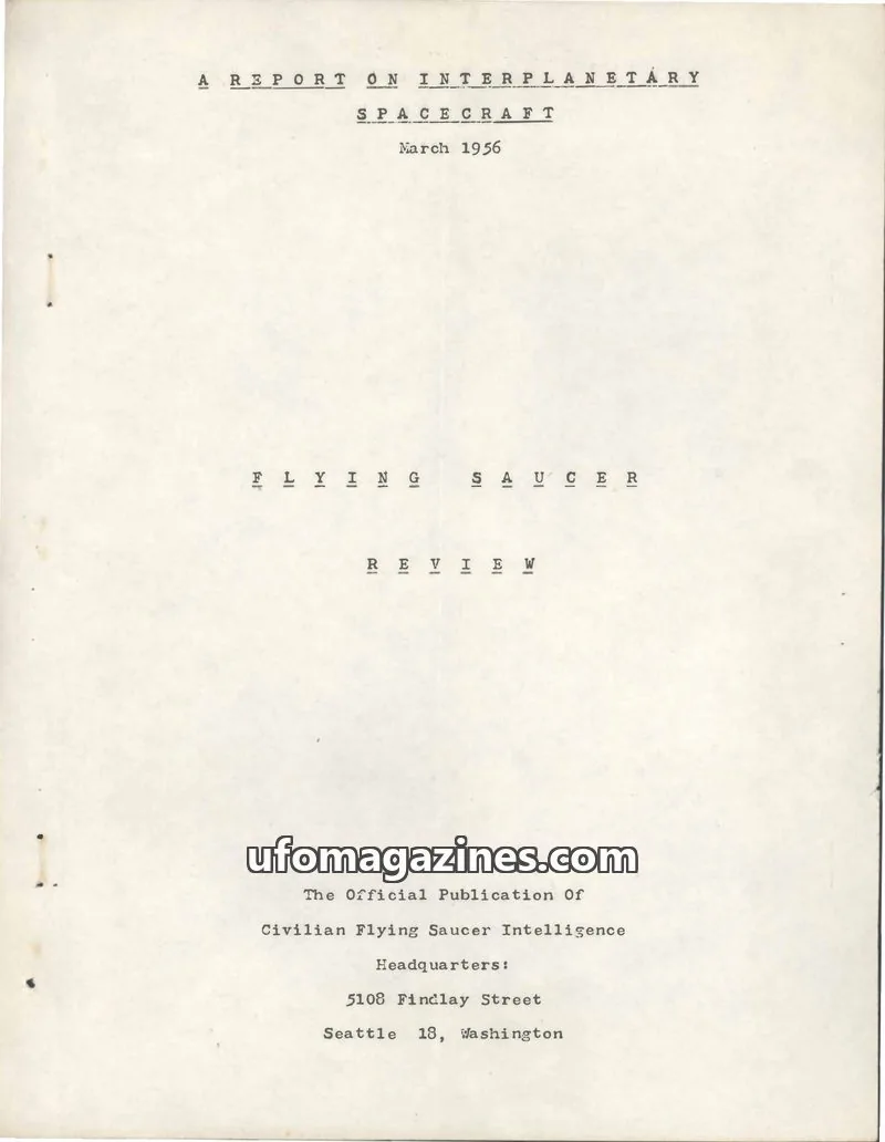 Cover of Flying Saucer Review (Gribble) issue Vol. 2 No. 3: A REPORT ON INTERPLANETARY SPACECRAFT
