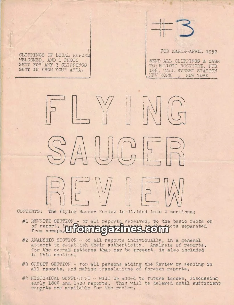 Cover of Flying Saucer Review (Rockmore) issue #3: FLYING SAUCER REVIEW