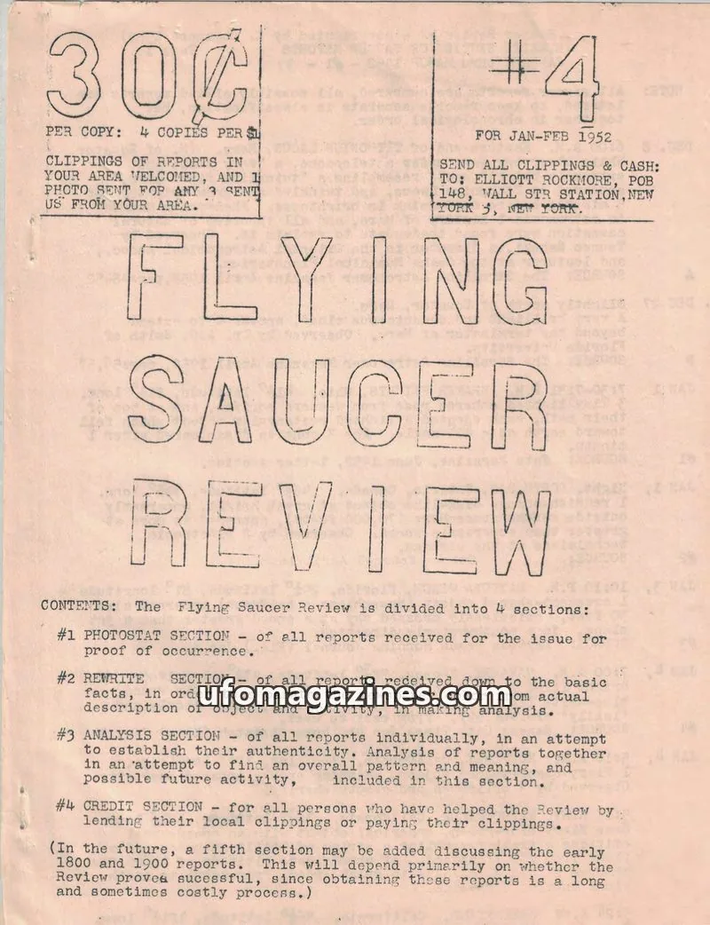 Cover of Flying Saucer Review (Rockmore) issue #4: FLYING SAUCER REVIEW