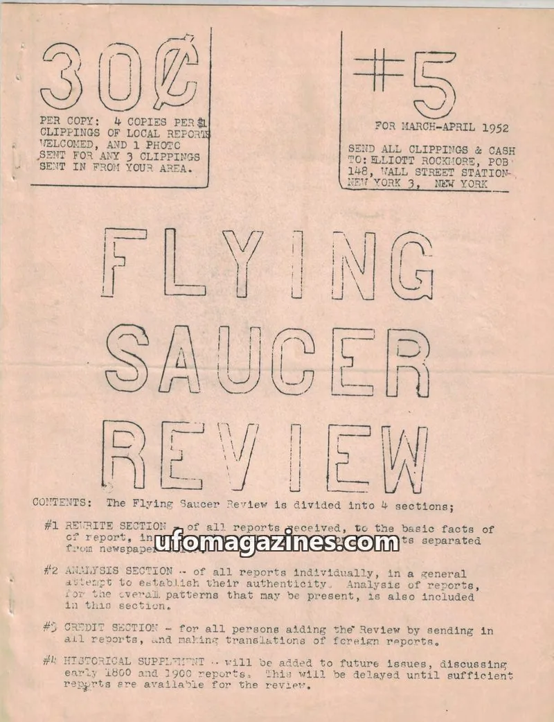 Cover of Flying Saucer Review (Rockmore) issue #5: FLYING SAUCER REVIEW