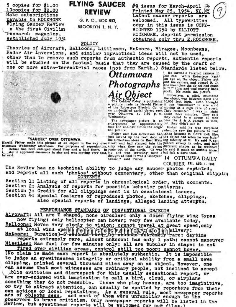 Cover of Flying Saucer Review (Rockmore) issue #9: FLYING SAUCER REVIEW