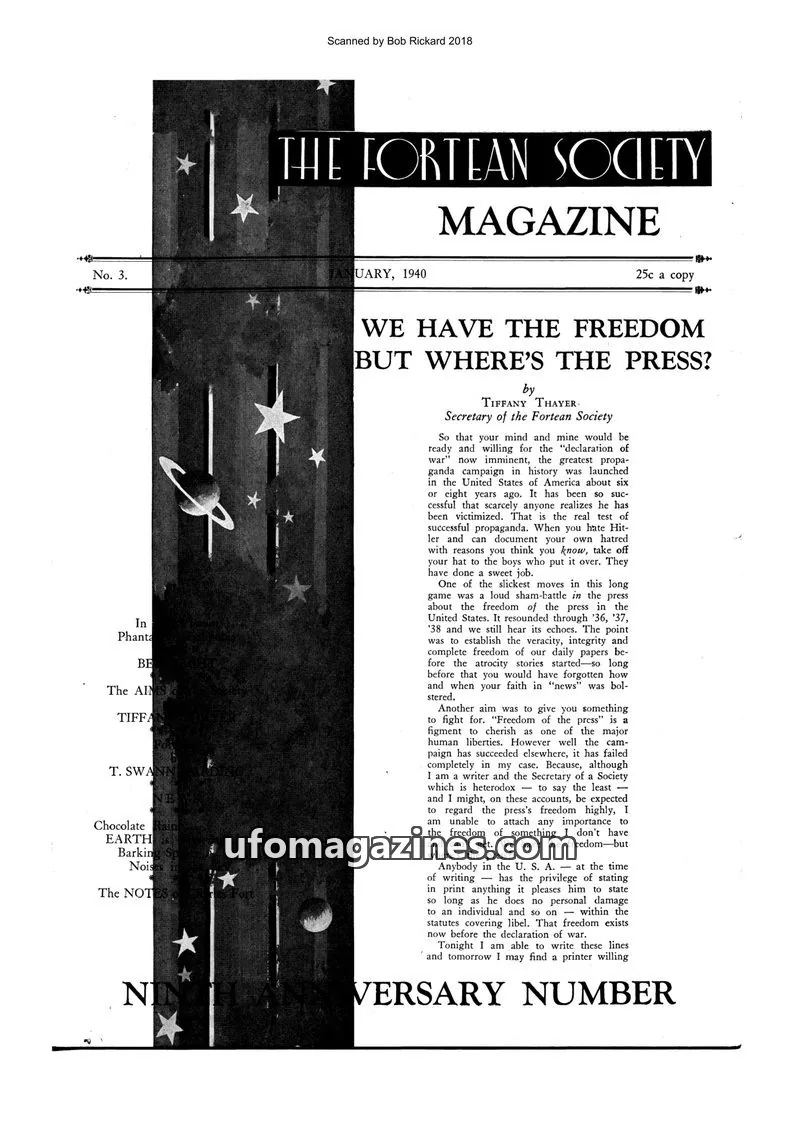 Cover of The Fortean Society issue No. 3: THE FORTEAN SOCIETY MAGAZINE