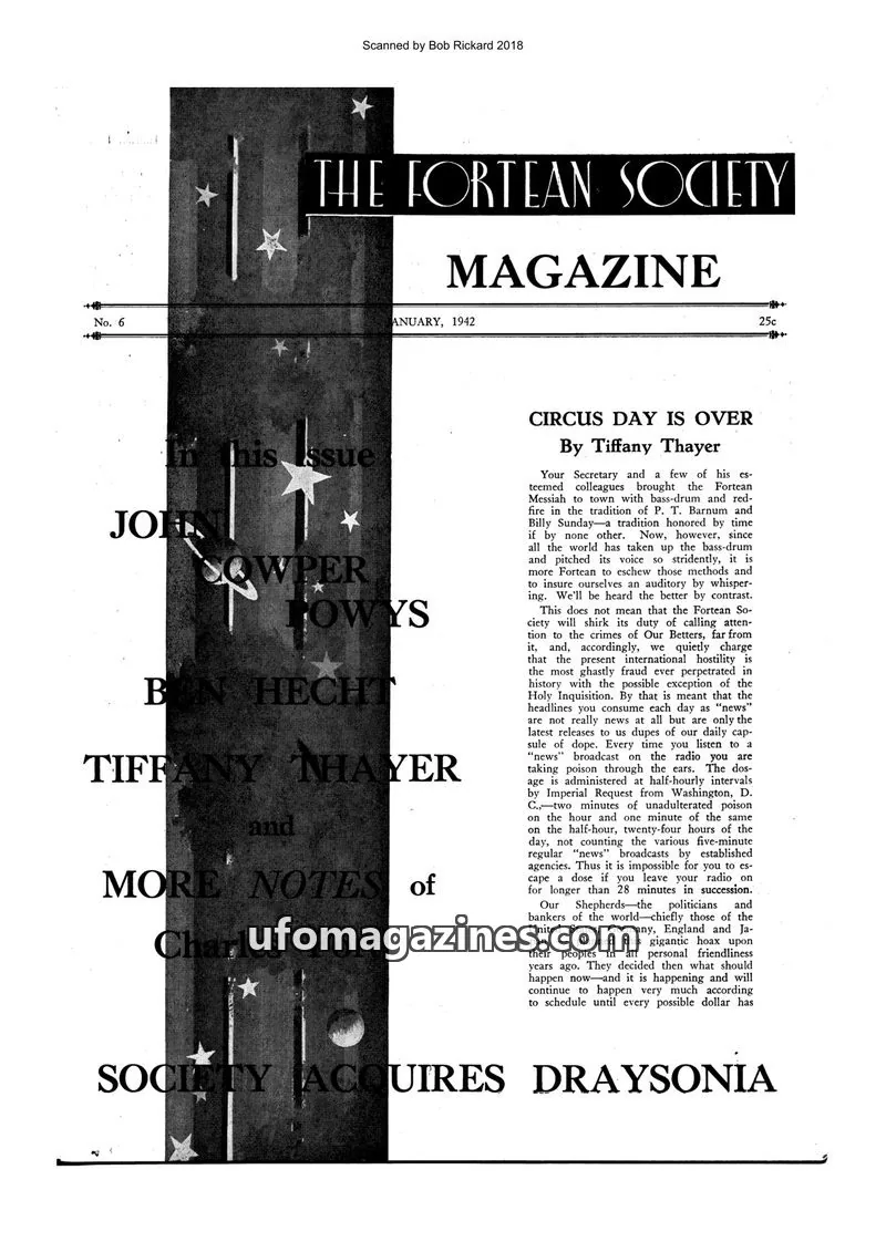 Cover of The Fortean Society issue No. 6: THE FORTEAN SOCIETY MAGAZINE