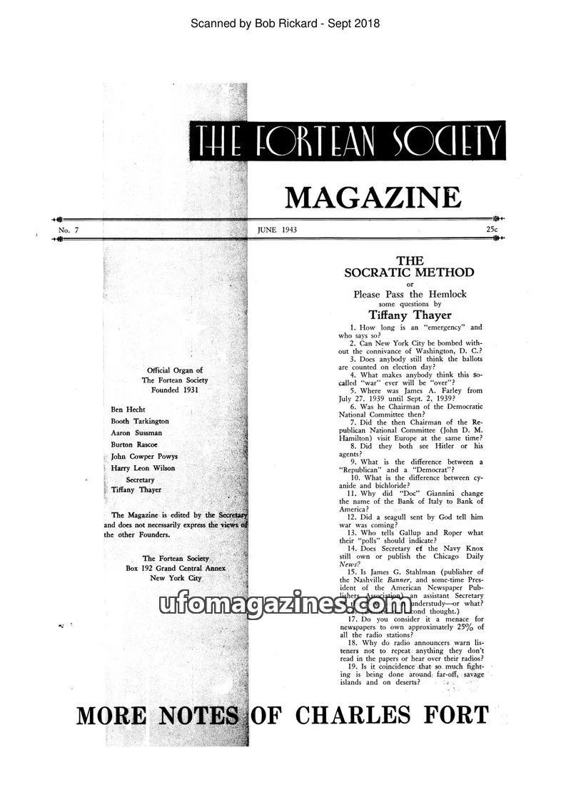 Cover of The Fortean Society issue No. 7: THE FORTEAN SOCIETY MAGAZINE
