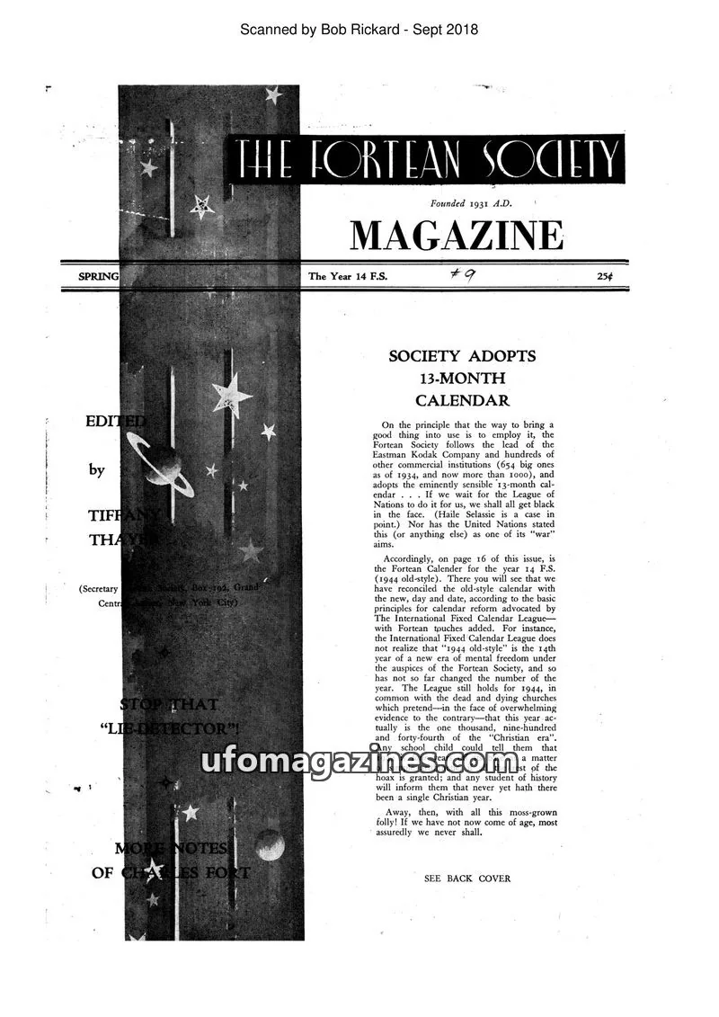 Cover of The Fortean Society issue #9: THE FORTEAN SOCIETY MAGAZINE