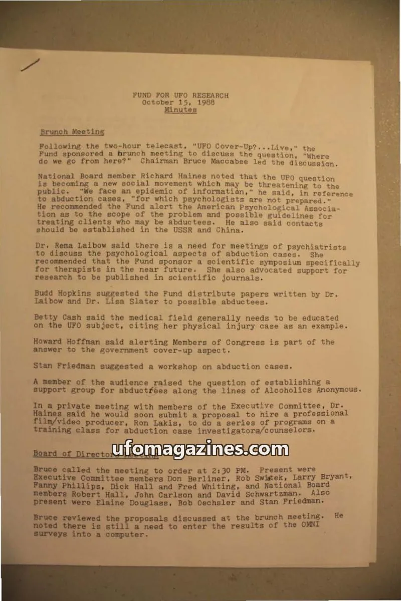 Cover of FUFOR reports issue Minutes: FUND FOR UFO RESEARCH