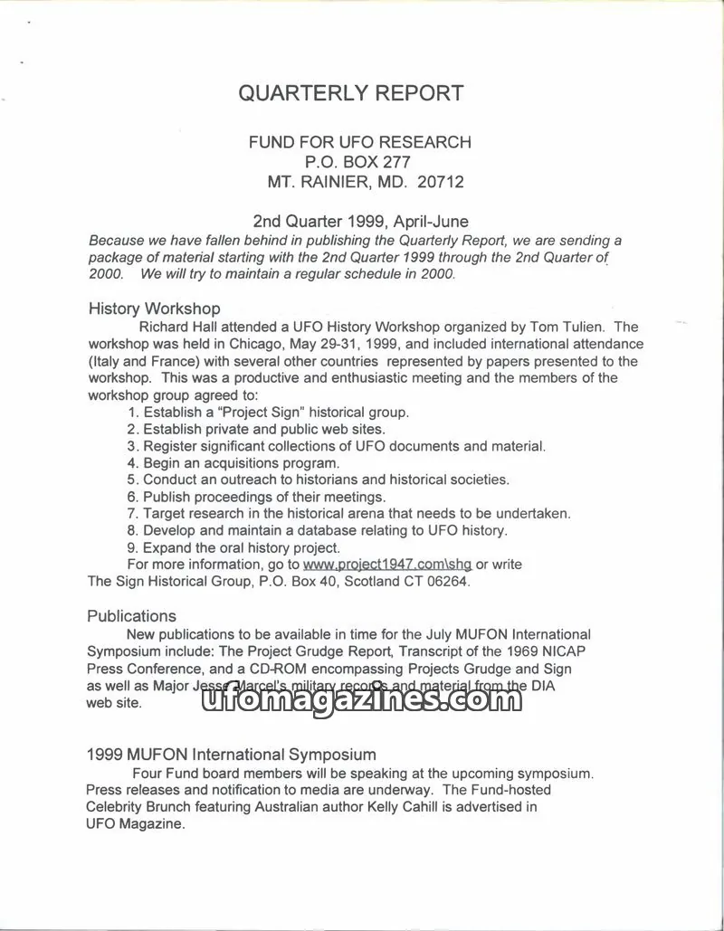 Cover of FUFOR reports issue 2nd Quarter 1999, April-June: QUARTERLY REPORT