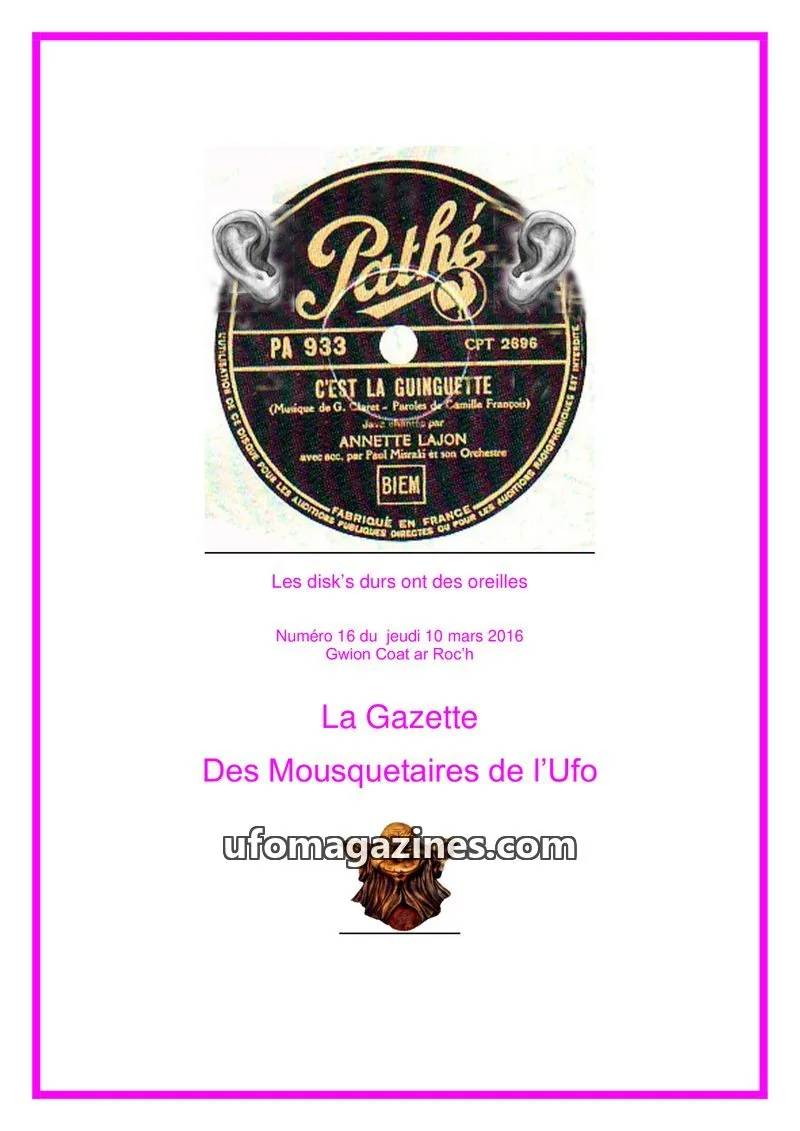 Cover of Gazette des Mousquetaires issue 16: La Gazette Des Mousquetaires de l'Ufo