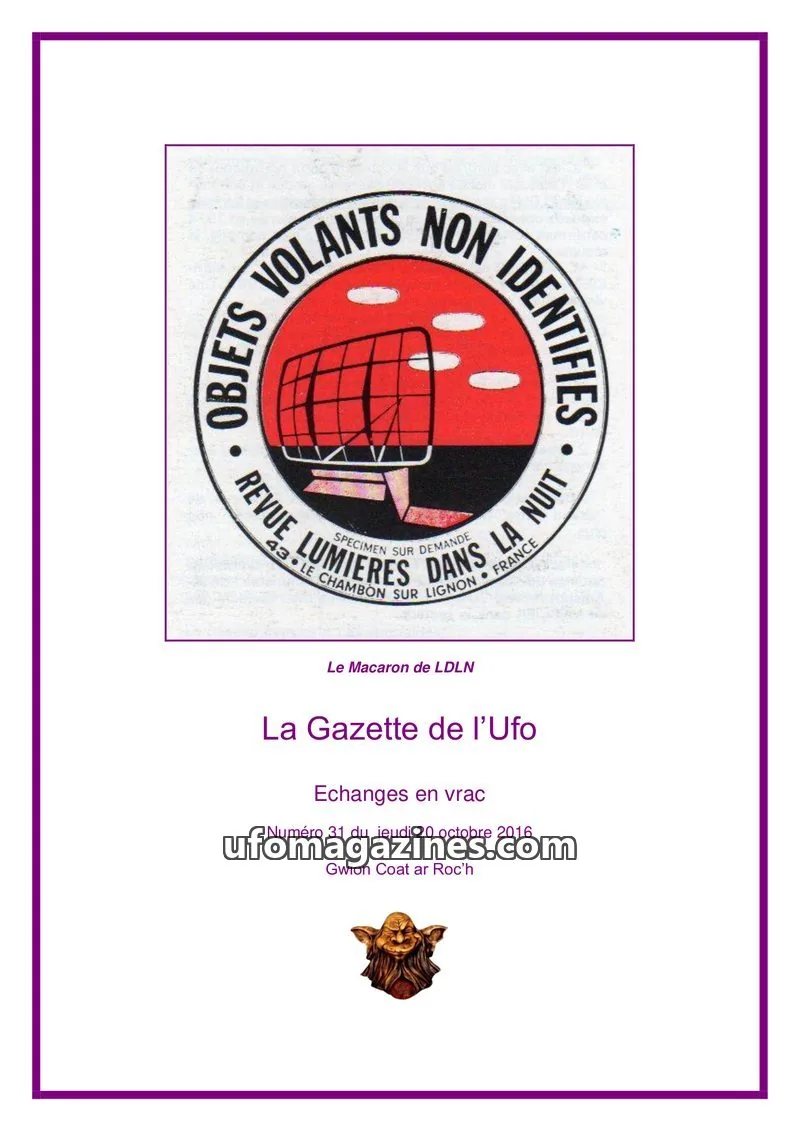 Cover of LDLN issue 31: La Gazette de l'Ufo