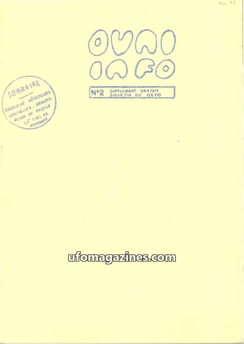 Cover of GEPO issue N°2: OVNIINFO