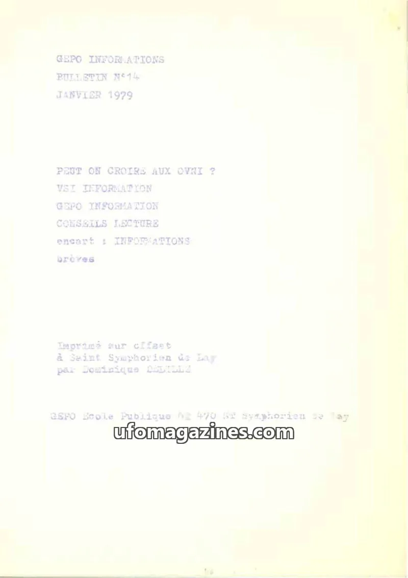 Cover of GEPO issue 14: GEPO INFORMATIONS