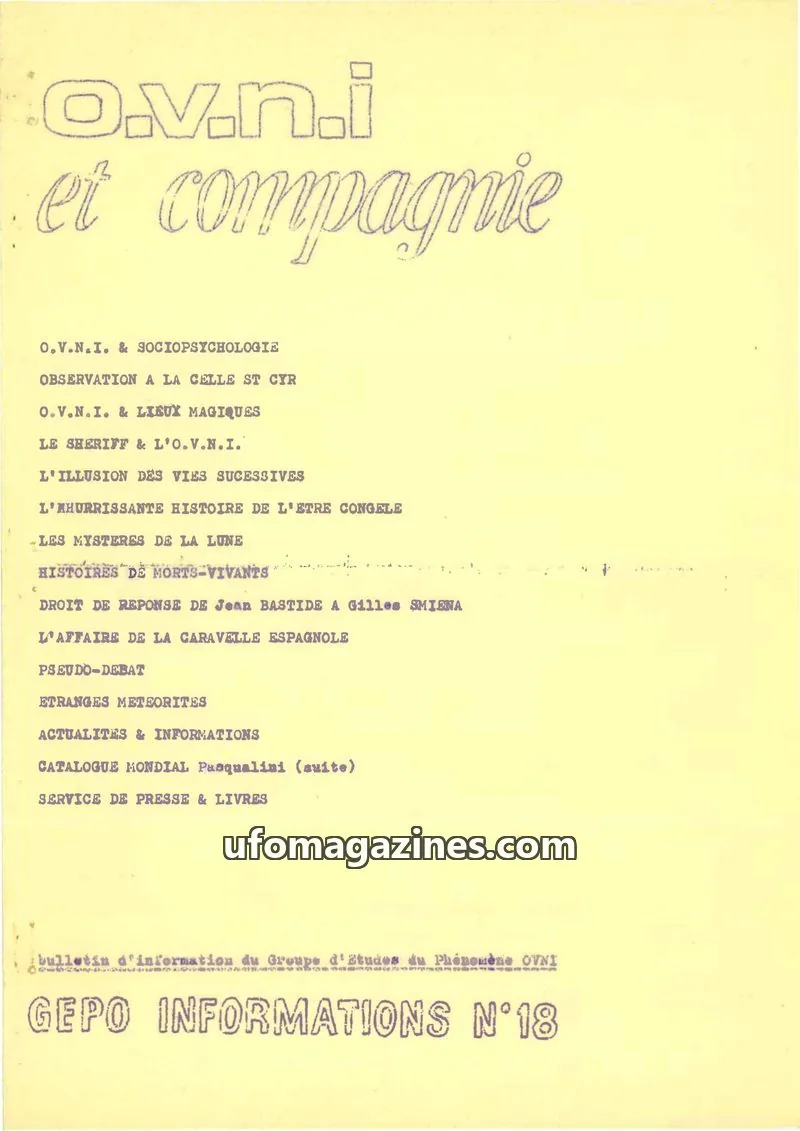 Cover of GEPO issue N°18: O.V.N.I. et compagnie