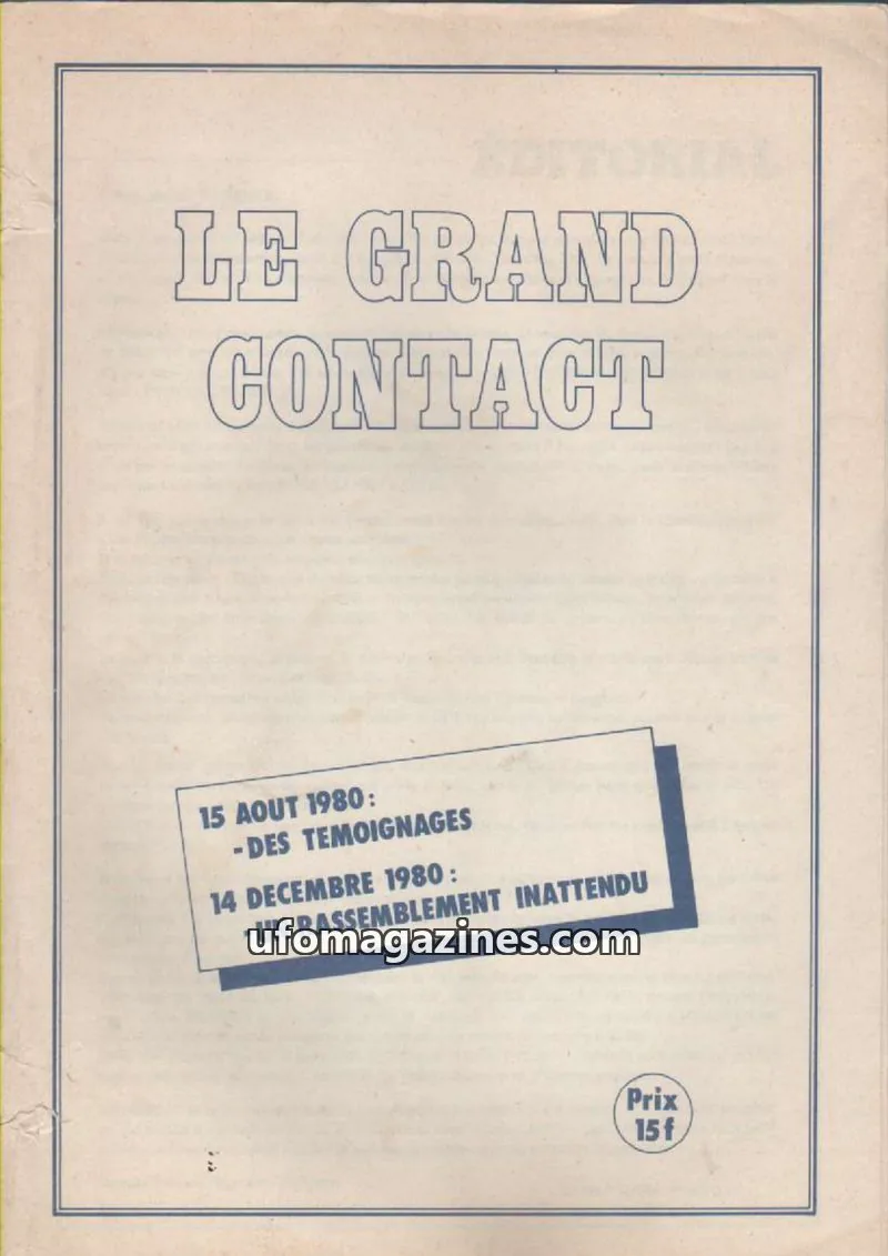 Cover of PRESSE OCEAN issue 15: LE GRAND CONTACT